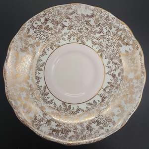 Colclough - Gold Filigree Band with Pink, 6077 - Saucer