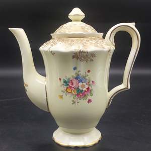 Crown Staffordshire - Floral Spray, Gold Floral Filigree - Coffee Pot