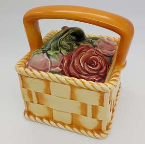 China Brands S: Sarreguemines - Pink and Red Roses - Square Lidded Basket