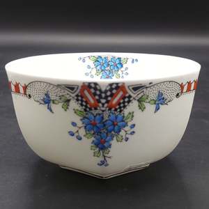 Royal Albert - Blue Flowers, Black and Red Border -Sugar Bowl