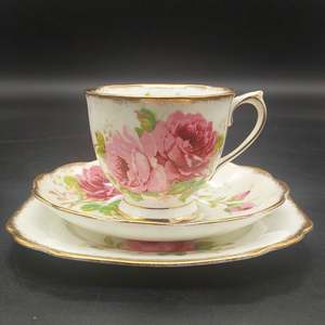 China Brand Royal Albert England: Royal Albert - American Beauty - Trio, Countess Cup, Square Side