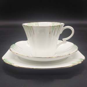 China Brand Royal Albert England: Royal Albert - Green and Gold Lines - Trio