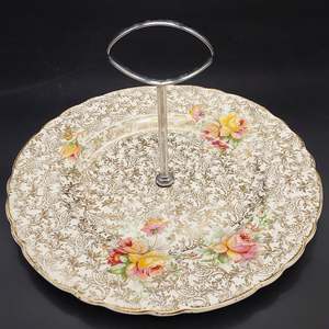 China Brands A: A J Wilkinson - Celtic Rose - Handled Cake Plate