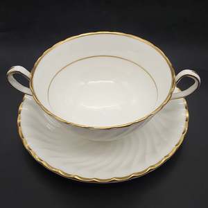 China Brands A: Aynsley - White Swirl, 8359 - Soup Bowl and Saucer