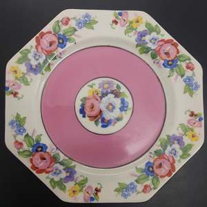 China Brands B: Britannia Pottery - Floral Sprays, Pink Band - Side Plate