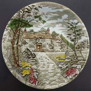 British Anchor - Country Cottage, Hand-coloured - Fruit/Dessert Bowl