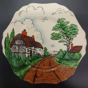 John Maddock & Sons - Hand-painted Thatched Houses - Salad Plate