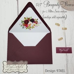Products: Burgundy Flowers Envelope Liners – 5×7 – Design 974EL