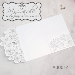 White Pearlescent Pocket for Inserts Wedding Invitation Hibiscus Flower Laser Co&hellip;