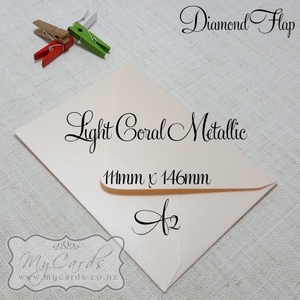 A2 Light Coral Metallic Diamond Flap Envelope