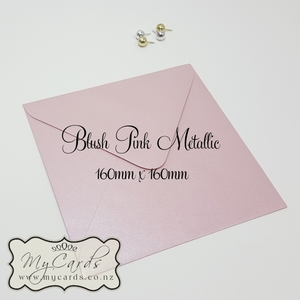 160mm Square Envelopes - MyCards Wedding Invitations: 160mm Sq Blush Pink Metallic Envelopes END OF LINE