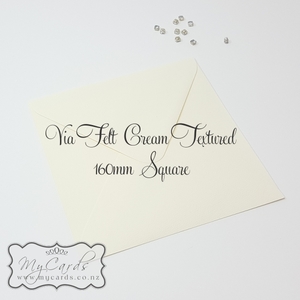 160mm Square Envelopes - MyCards Wedding Invitations: 160mm Sq Via Felt Textured Envelopes Cream END OF LINE