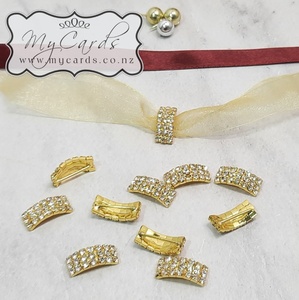 Products: Ribbon Buckle Slider Gold Diamante 20mm x 8mm (bag of 10)