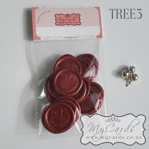 Tree 3 Wine Red Wax Seals – HANDMADE – Bag of 15