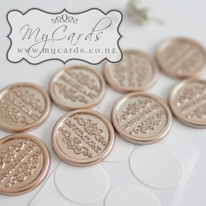 Products: Invitation Plastic Wax Seals GOLD – QTY 10 (with adhesive dot) 30mm