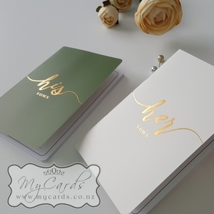 Vow Books – Green and White – Gold Foil (set of 2 books) His Her