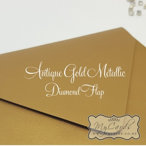 5x7 Envelopes i8 A7 (5x7) - MyCards Wedding Invitations: Antique Gold Metallic Envelopes 5×7 Diamond Flap