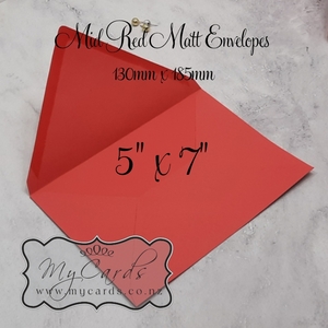 5x7 Envelopes i8 A7 (5x7) - MyCards Wedding Invitations: 5×7 Red Envelopes Matt 110gsm Diamond Flap – Mid Red