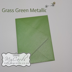 5x7 Envelopes i8 A7 (5x7) - MyCards Wedding Invitations: Grass Green Metallic 5×7 Envelopes Diamond Flap 120gsm