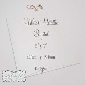 5x7 Envelopes i8 A7 (5x7) - MyCards Wedding Invitations: White Metallic 5×7 Envelopes Square Flap 120gsm Crystal