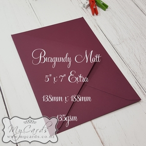 5x7 Envelopes i8 A7 (5x7) - MyCards Wedding Invitations: Burgundy Matt Envelopes 5×7 Extra 138mm x 188mm Diamond Flap 135gsm