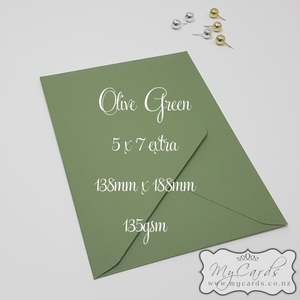 5x7 Envelopes i8 A7 (5x7) - MyCards Wedding Invitations: Olive Green Matt Envelopes 5×7 Extra 138mm x 188mm Diamond Flap