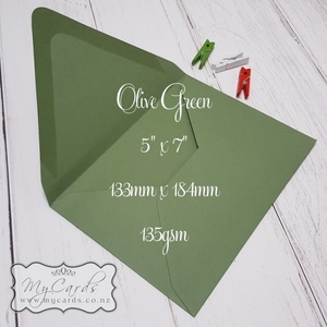 5x7 Envelopes i8 A7 (5x7) - MyCards Wedding Invitations: Olive Mid Green Matt 5×7 Envelopes Diamond Flap 135gsm MILTON