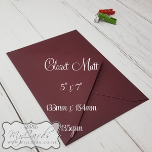 5x7 Envelopes i8 A7 (5x7) - MyCards Wedding Invitations: Claret Matt 5×7 Envelopes Diamond Flap 135gsm MILTON