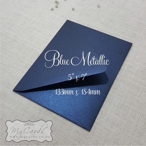 5x7 Envelopes i8 A7 (5x7) - MyCards Wedding Invitations: Blue Metallic Envelopes 5×7 Diamond Flap