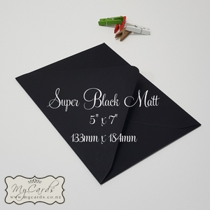 5x7 Envelopes i8 A7 (5x7) - MyCards Wedding Invitations: Super Black Matt Envelopes 5×7 Diamond Flap 115gsm