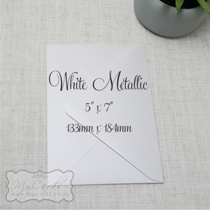 5x7 Envelopes i8 A7 (5x7) - MyCards Wedding Invitations: White Metallic Envelopes 5×7 Diamond Flap