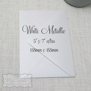 5x7 Envelopes i8 A7 (5x7) - MyCards Wedding Invitations: White Metallic Envelopes 5×7 Extra 138mm x 188mm Diamond Flap