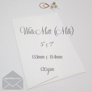 5x7 (A7): White Matt – Milk 5×7 Envelopes Square Flap 120gsm