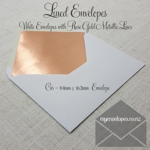 Rose Gold Metallic Envelope Liner in White C6