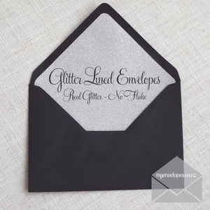 Black Envelope with Silver Glitter Liner 5×7 END OF LINE
