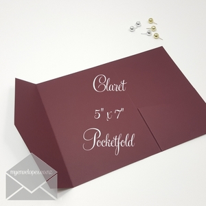 Pink: Claret Pocketfold Wedding Invitation Cover 5×7