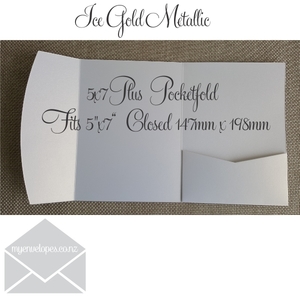 Ice Gold Metallic Pocketfold Wedding Invitation Cover 5×7 XL
