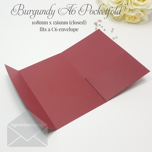 Burgundy Matt A6 Pocketfolds Wedding Invitation