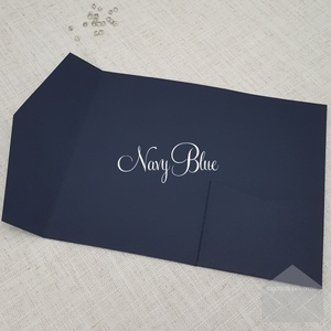 Navy Blue Pocketfold Wedding Invitation 5×7+ PLUS