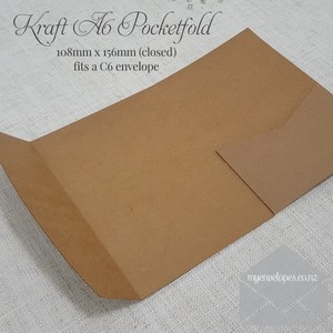 Kraft A6 Pocketfolds Wedding Invitation