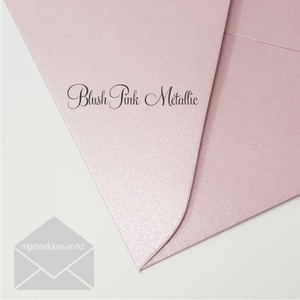 Blush Pink Metallic Envelopes 160mm Square Diamond Flap 125gsm END OF LINE