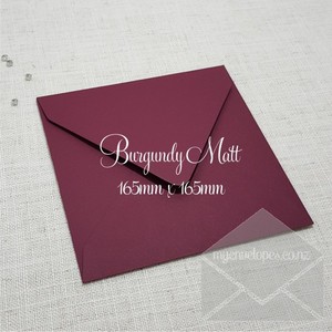 165mm Square: Burgundy Envelopes 165mm Square Diamond Flap