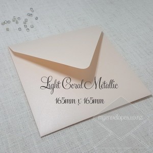 Light Coral Metallic Envelopes Diamond Flap 165mm Square
