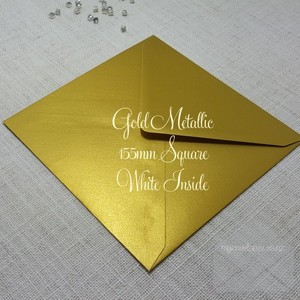 155mm Sq: Gold Metallic Envelopes 155mm Square Diamond Flap