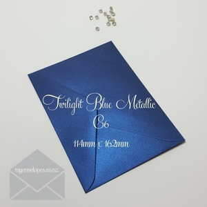 Blue: Twilight Blue Metallic Envelopes C6 Diamond Flap