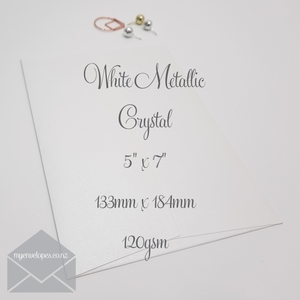 5x7 (A7): White Metallic 5×7 Envelopes Square Flap 120gsm Crystal