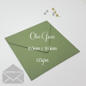 165mm Square Olive Green Matt Envelopes Diamond Flap 135gsm