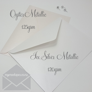 Ice Silver White Metallic C5 Envelopes 120gsm Diamond Flap END OF LINE