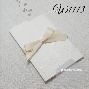 Products: Z-W1113 Embossed Wedding Invitation Cover Cream