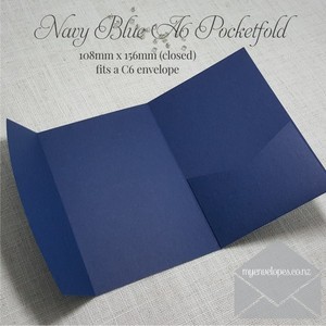 Blue: Dark Blue A6 Pocketfold Wedding Invitation